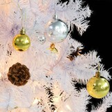 vidaXL Witte Kunstkerstboom 180cm met LED & Kerstballen - 40% Korting