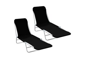 VidaXL Ligbedden Inklapbaar (2 st.) - Staal/Stof Zwart - Nu 56% Korting!