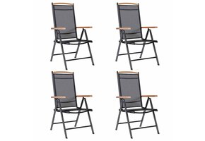 VidaXL Tuinstoelen Inklapbaar Aluminium & Textileen Zwart - 4 Stuks (46% Korting)
