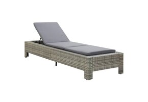 vidaXL Ligbed met Kussen - Poly Rattan Grijs - 46% Korting