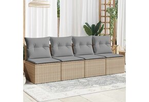 vidaXL Tuinbank 4-zits Poly Rattan Beige met Kussens - 46% Korting!