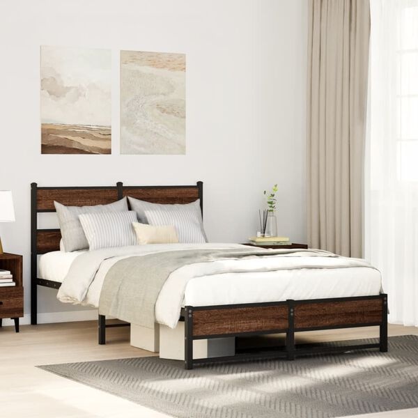 vidaXL Bedframe Metaal Bruin Eiken 120x190 cm - 64% Korting!