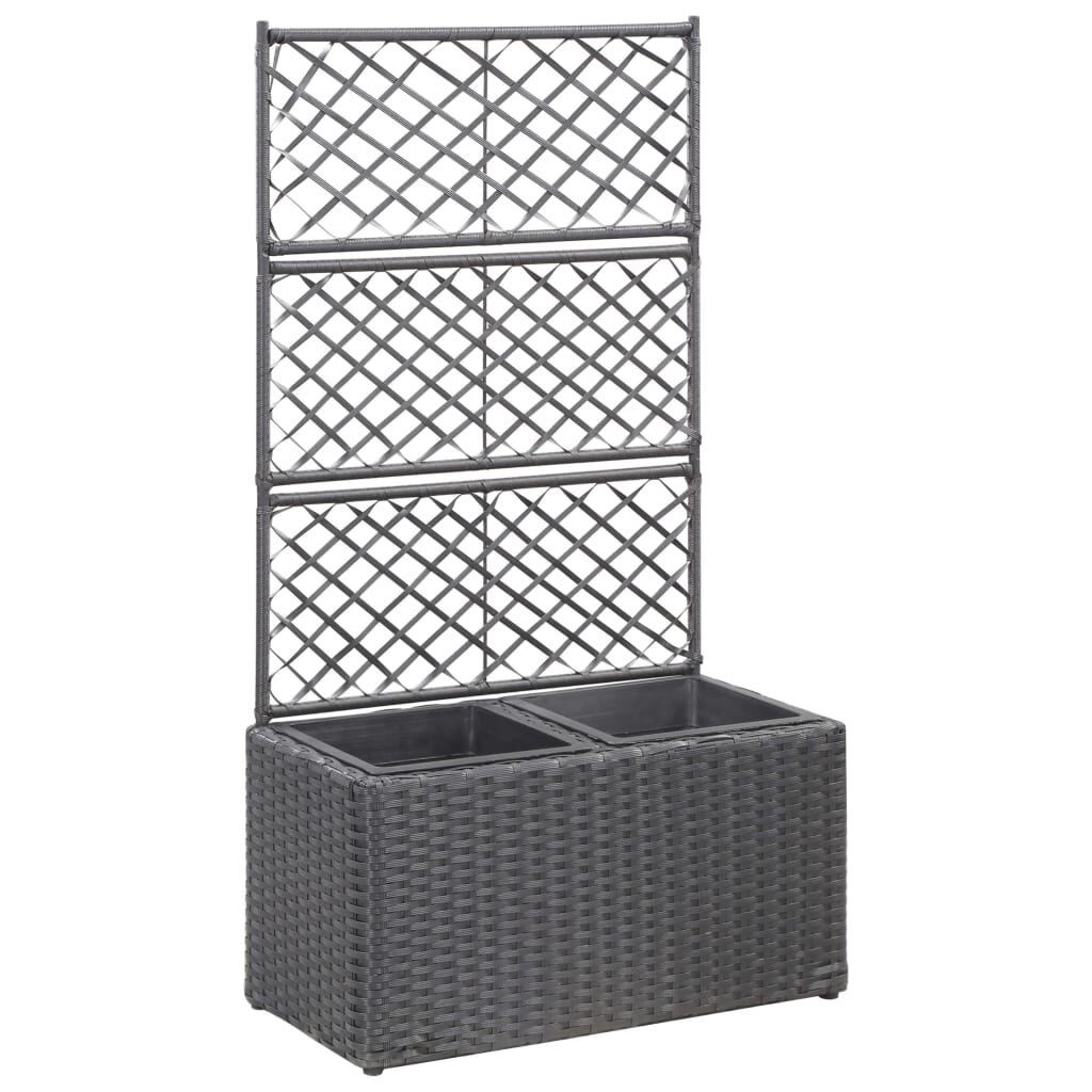 vidaXL Latwerkplantenbak Rattan Zwart - 60% Korting!
