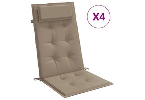 vidaXL Stoelkussens Hoge Rug Oxford Taupe - 4 stuks | 64% Korting
