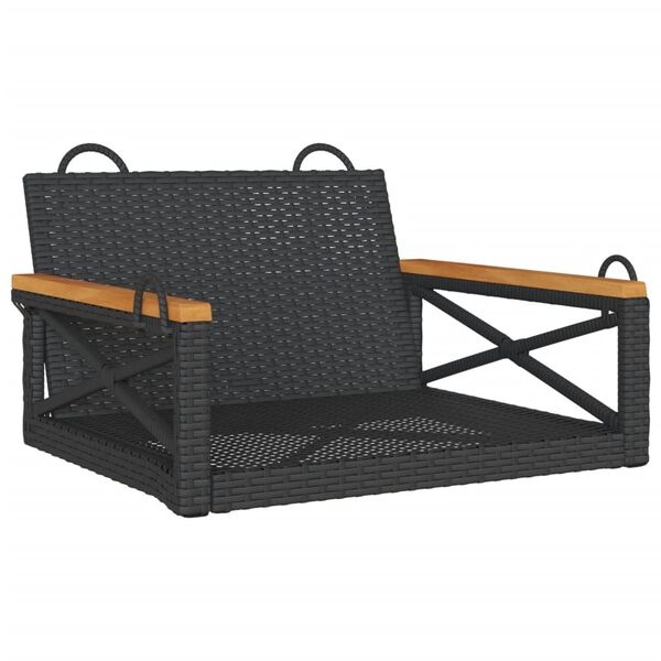 vidaXL Schommelbank Poly Rattan Zwart - 40% Korting