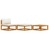 vidaXL Acaciahouten Loungeset (3-delig) Crème Kussens - 68% Korting!