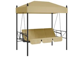 vidaXL Schommelbank met Luifel - Staal Zandkleurig | 51% Korting!