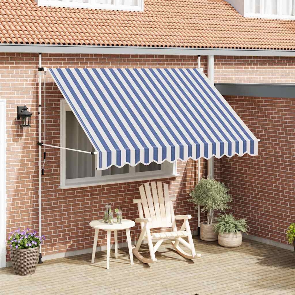VidaXL Luifel Uittrekbaar 300cm Blauw/Wit - 51% Korting!