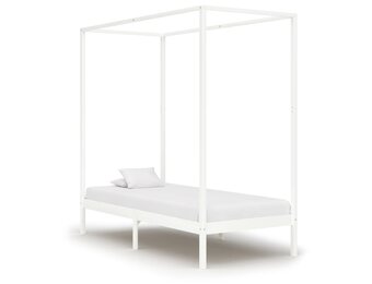 vidaXL Hemelbedframe Grenenhout Wit 100x200 - 40% Korting!