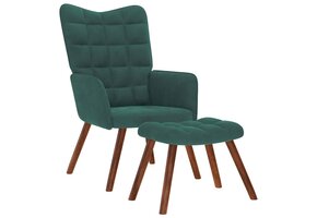 vidaXL Relaxstoel met voetenbank - Fluweel Donkergroen (55% KORTING)