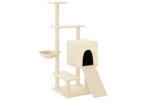 vidaXL Kattenmeubel met sisal krabpalen 130,5 cm crèmekleurig - 60% Korting
