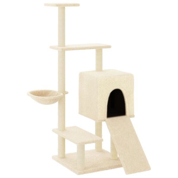 vidaXL Kattenmeubel met sisal krabpalen 130,5 cm crèmekleurig - 60% Korting