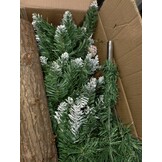 Kunstkerstboom 180cm - Sneeuw & Dennenappels - Houten Stam