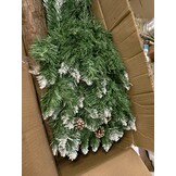 Kunstkerstboom 180cm - Sneeuw & Dennenappels - Houten Stam