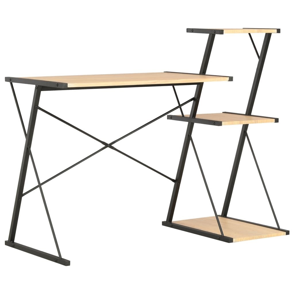 vidaXL Bureau met Schap 116x50x93cm Zwart/Eiken - 40% Korting!