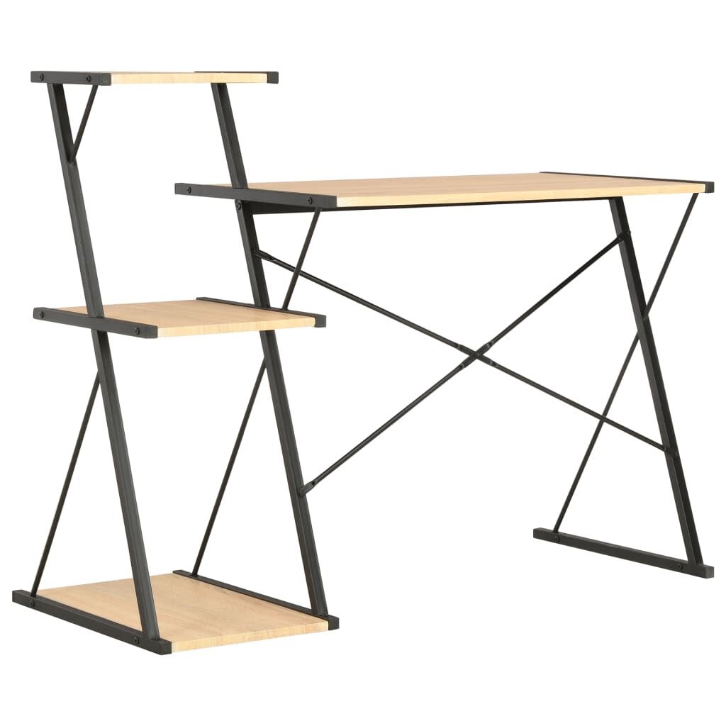 vidaXL Bureau met Schap 116x50x93cm Zwart/Eiken - 40% Korting!