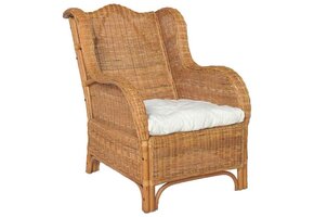 vidaXL Rattan Stoel + Kussen - 56% Korting! Natuurlijk & Lichtbruin