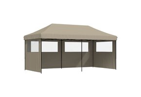 vidaXL Partytent Inklapbaar Pop-Up met 3 Zijwanden - Taupe (40% Korting)