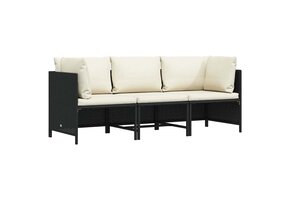 vidaXL Tuinbank 3-zits Poly Rattan Zwart - 56% Korting!