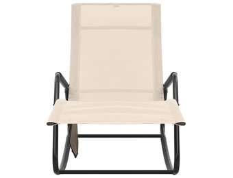 vidaXL Ligbed Staal & Textileen Crèmekleurig - 40% Korting!