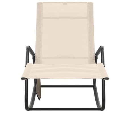 vidaXL Ligbed Staal & Textileen Crèmekleurig - 40% Korting!