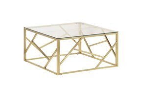 vidaXL Salontafel Goud - Roestvrijstaal & Gehard Glas | 60% Korting!