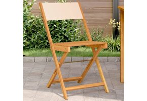 vidaXL Bistrostoelen: 2x Massief Acaciahout & Stof Beige (51% Korting)