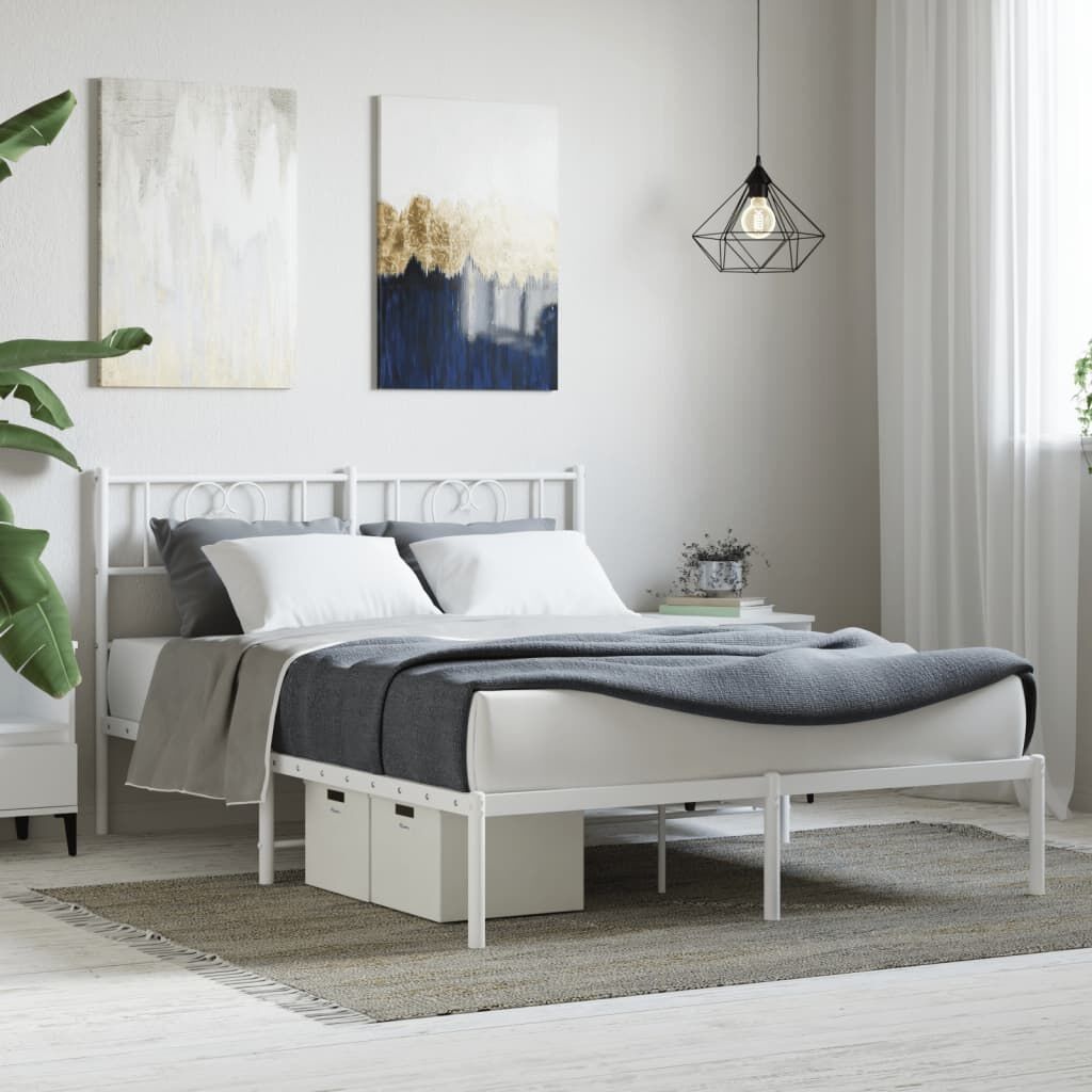 vidaXL Bedframe Metaal Wit 140x200 cm - 55% Korting!