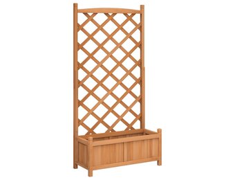 vidaXL Plantenbak met latwerk - Massief Vurenhout Bruin | 60% Korting!