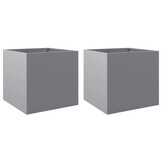 vidaXL Plantenbakken 2 st 42x40x39 cm Gegalvaniseerd Staal - 40% Korting