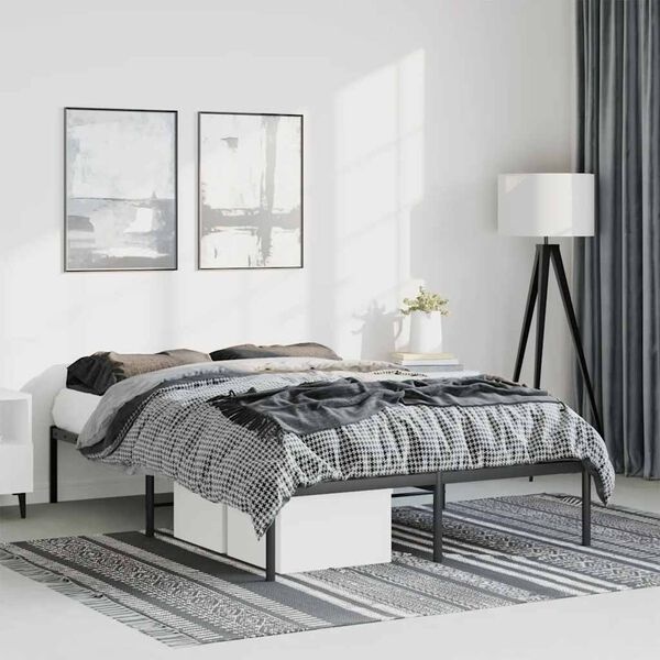 vidaXL Bedframe Metaal Zwart 135x190 cm - 55% Korting!