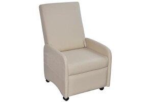 vidaXL Fauteuil Inklapbaar Kunstleer Crème - 60% Korting!