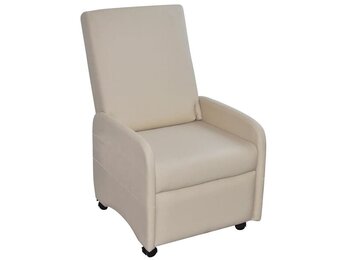 vidaXL Fauteuil Inklapbaar Kunstleer Crème - 60% Korting!