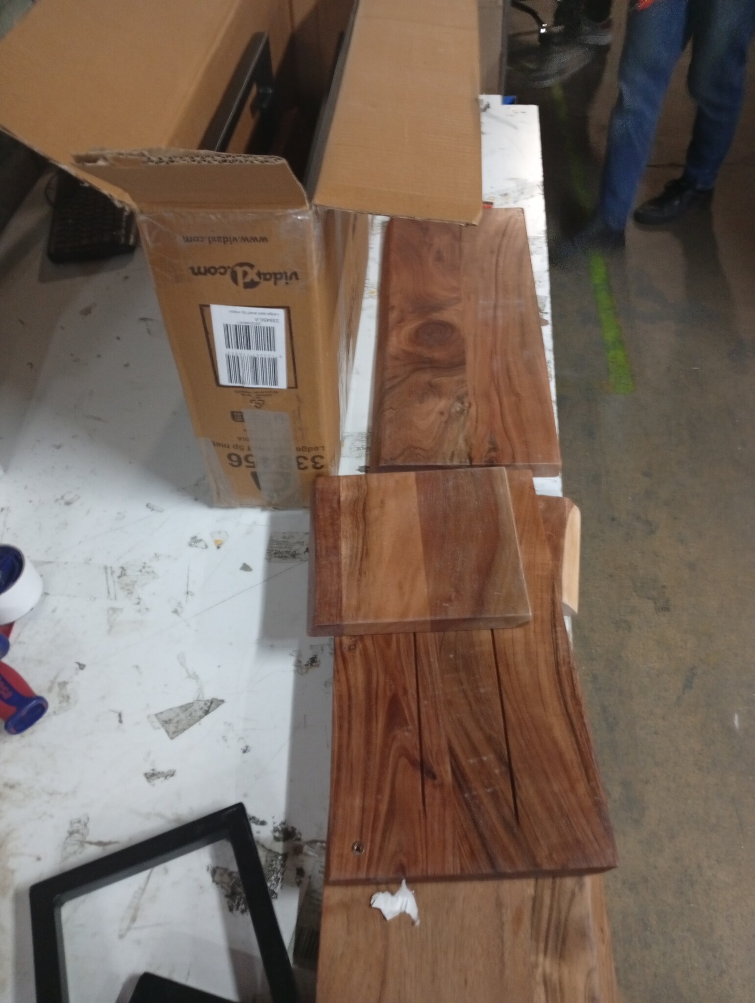 vidaXL 5-delige Wandschappenset Massief Acaciahout & Staal | 60% Korting