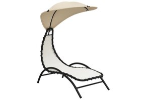 vidaXL Ligbed met luifel - 47% korting! Crèmekleurig