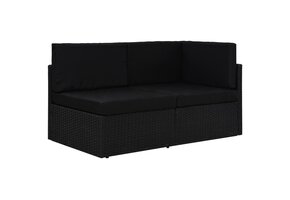 vidaXL Tweezitsbank sectioneel Poly Rattan Zwart - 56% Korting!