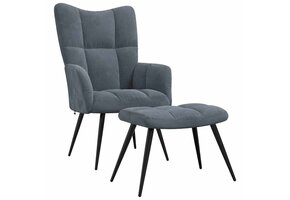 vidaXL Relaxstoel + Voetenbank Fluweel Donkergrijs - 60% Korting!