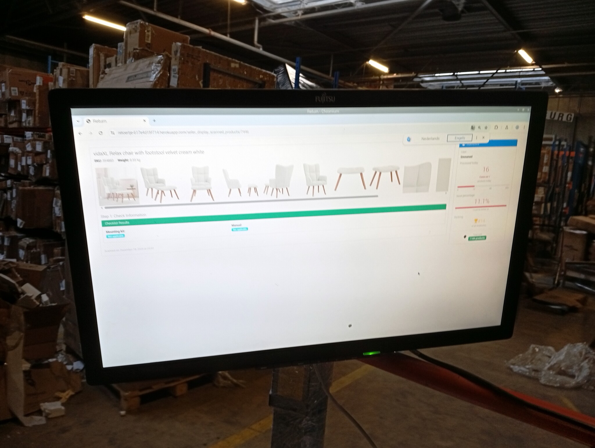 vidaXL Relaxstoel & Voetenbank Fluweel Crèmewit | Nu 55% Korting!