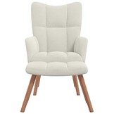 vidaXL Relaxstoel & Voetenbank Fluweel Crèmewit | Nu 55% Korting!