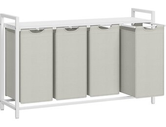 VASAGLE Wasmand 4-Vaks - Wit - Nu 40% Korting!