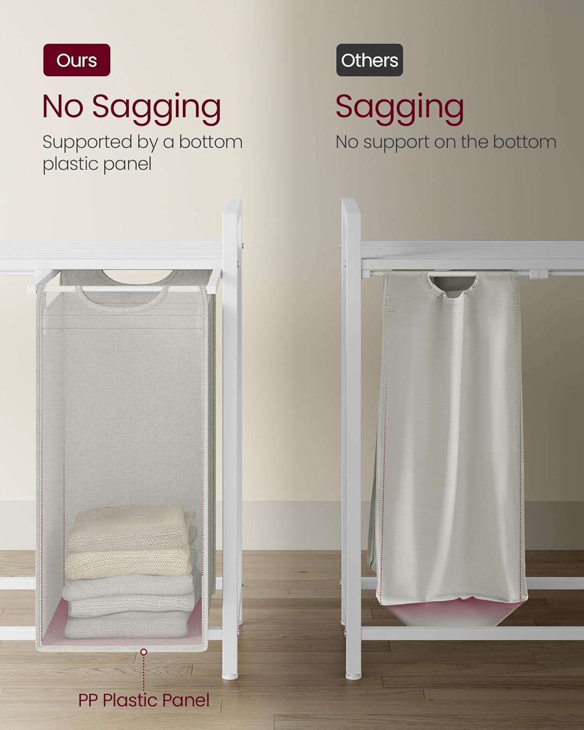 VASAGLE Wasmand 4-Vaks - Wit - Nu 40% Korting!