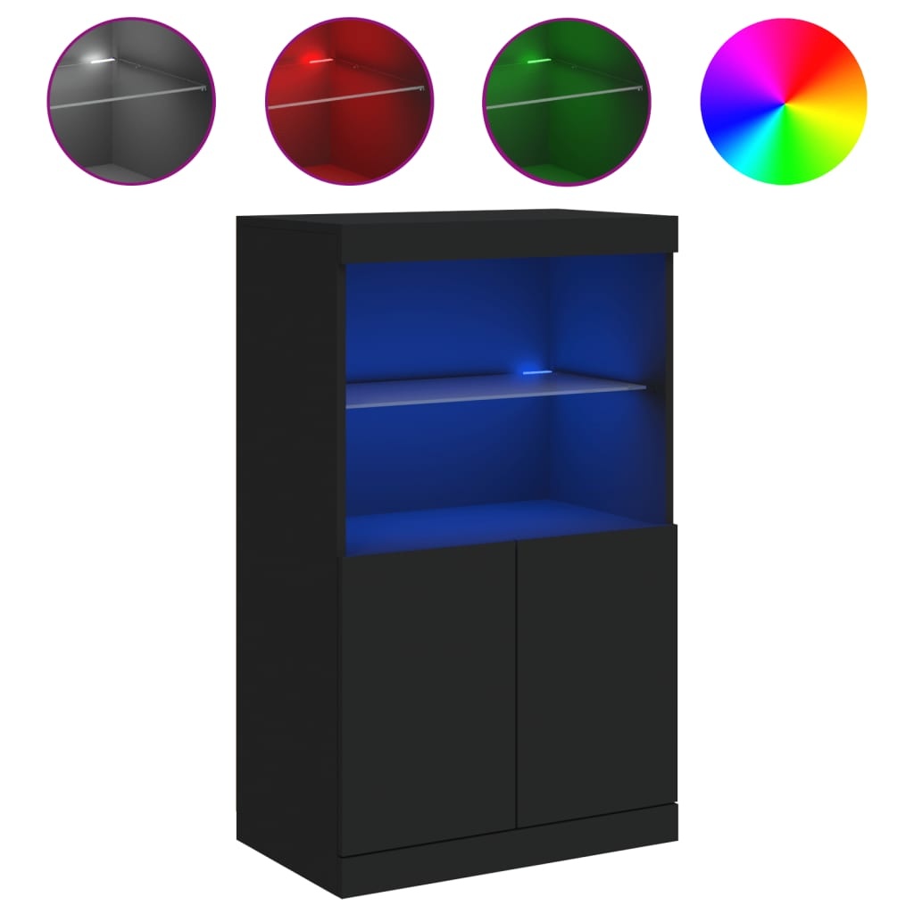 vidaXL Dressoir met LED, 60.5x37x100 cm Zwart - 55% Korting!