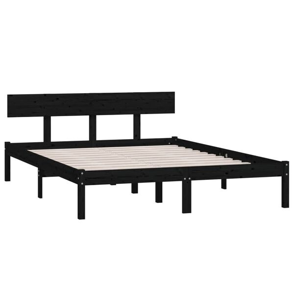 vidaXL Bedframe Grenenhout Zwart 135x190 cm - 55% Korting