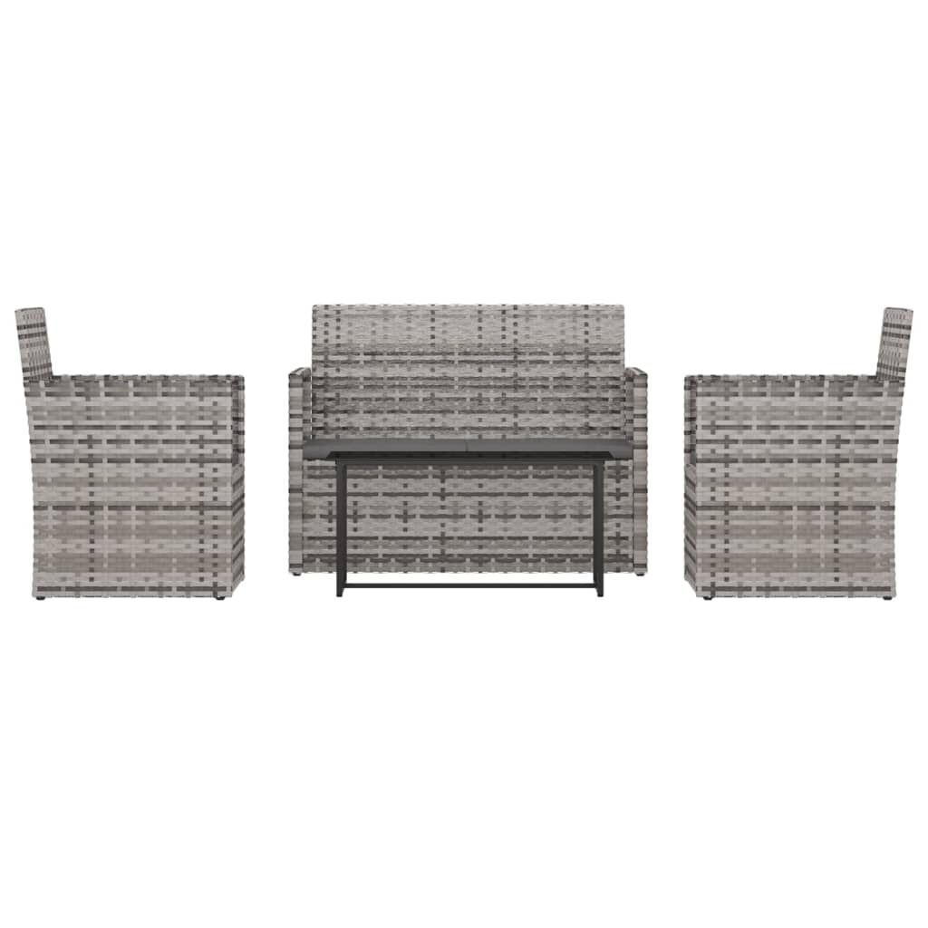 vidaXL Loungeset 4-delig Poly Rattan Grijs - 56% Korting!