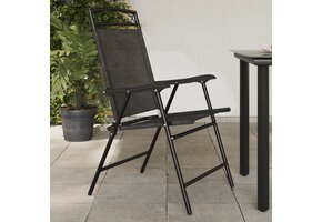 vidaXL Tuinstoelen 2 st inklapbaar staal en textileen gemêleerd grijs