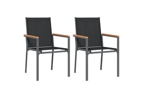 vidaXL Tuinstoelen 2 st 55x61,5x90 cm textileen en staal zwart
