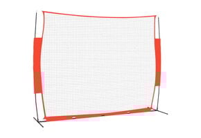 vidaXL Honkbalnet draagbaar 369x107x271 cm staal polyester rood zwart