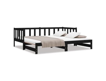 vidaXL Slaapbank Grenenhout Zwart - 60% Korting - 2x(90x190) cm