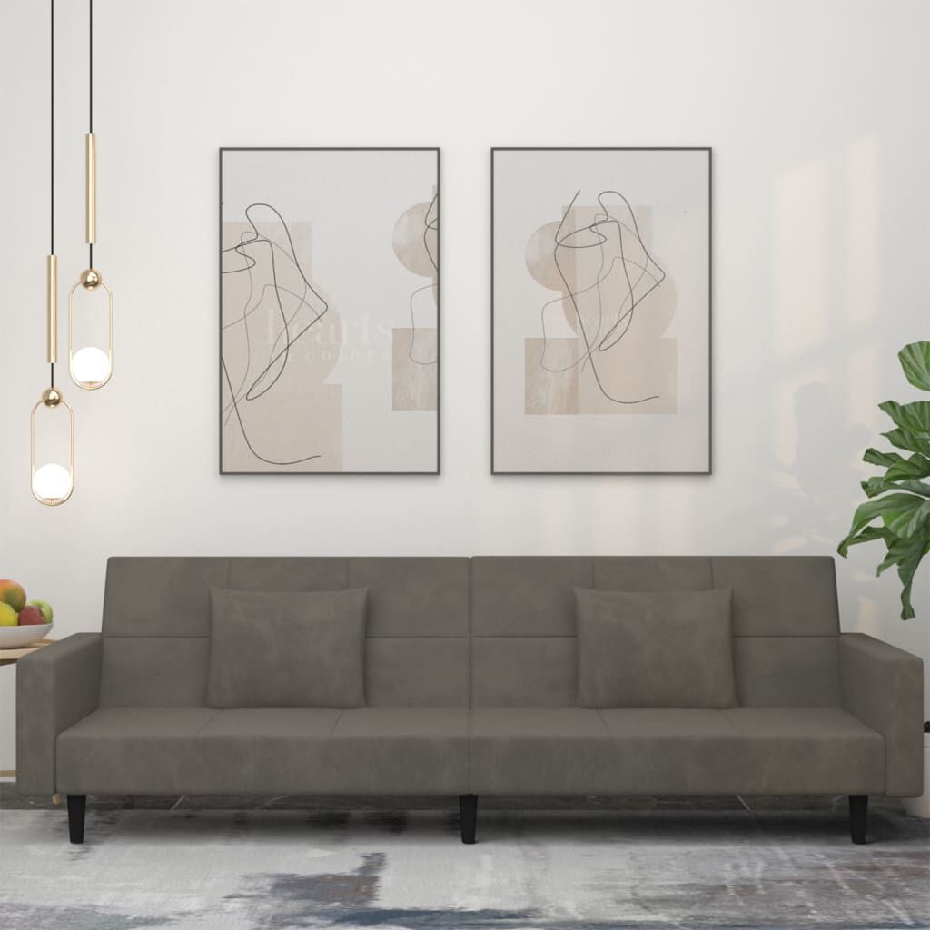 vidaXL Slaapbank 2-zits Fluweel Donkergrijs - 40% Korting!