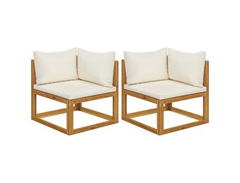 vidaXL Hoekbanken Massief Acaciahout met Crèmekleurige Kussens - 35% Korting!